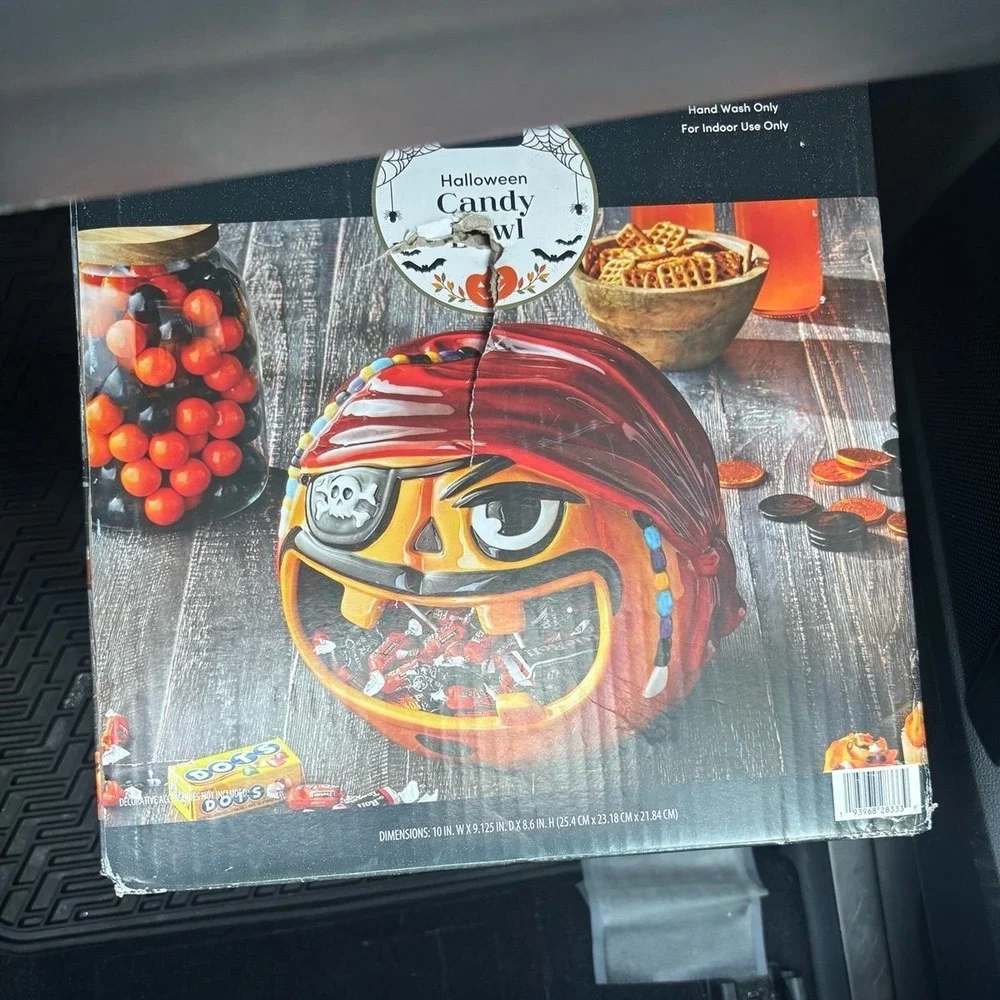 Member's Mark Halloween Ceramic Pirate Candy‎ Bowl NIB
